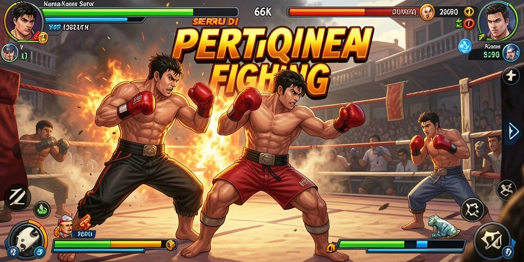 Tampilan aksi seru dari game Fighting 66K dalam pertarungan intens.