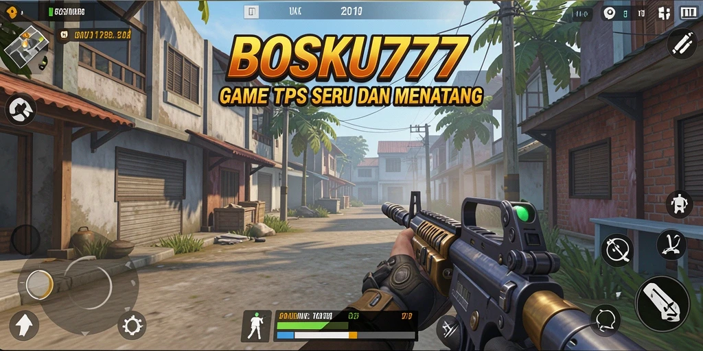 Tampilan gameplay menegangkan dari BOSKU777 dalam mode TPS.