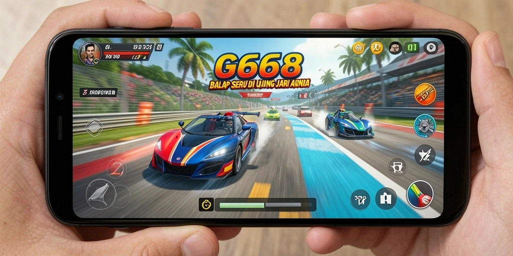 Screenshot G668 menampilkan aksi balap yang intens dan mendebarkan.
