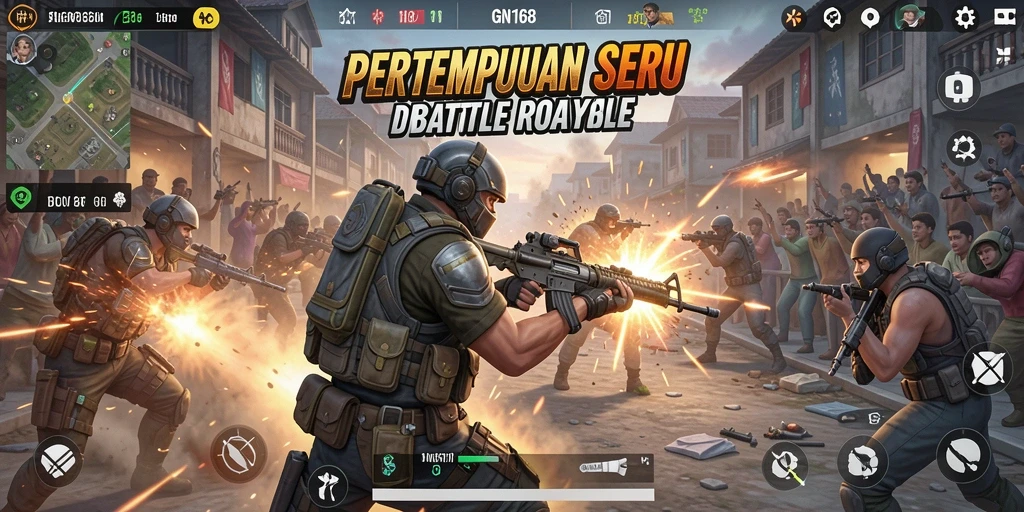 Screenshot gameplay GN168 yang menegangkan dalam pertempuran Battle Royale.