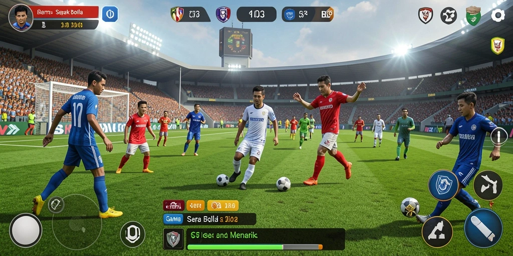 Tampilkan gameplay menegangkan H03 dengan aksi sepak bola yang realistis.