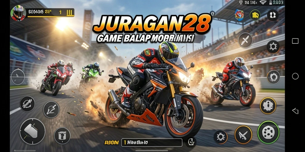 Gameplay balapan motor seru dan berkualitas tinggi di JURAGAN28.