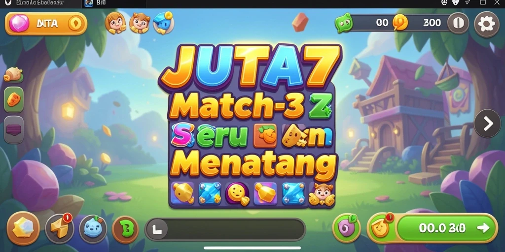 Tampilan gameplay JUTA7 yang menarik dalam permainan Match-3.
