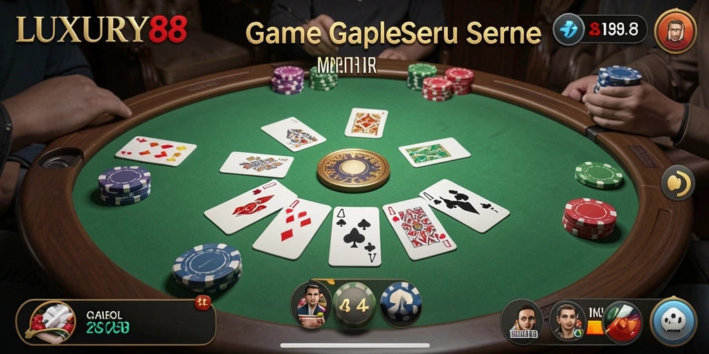 Screenshot LUXURY88 menampilkan serunya permainan Gaple online.