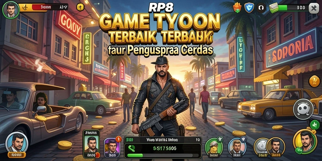 Tangkapan layar RP8 menunjukkan momen strategis dalam gameplay Tycoon.