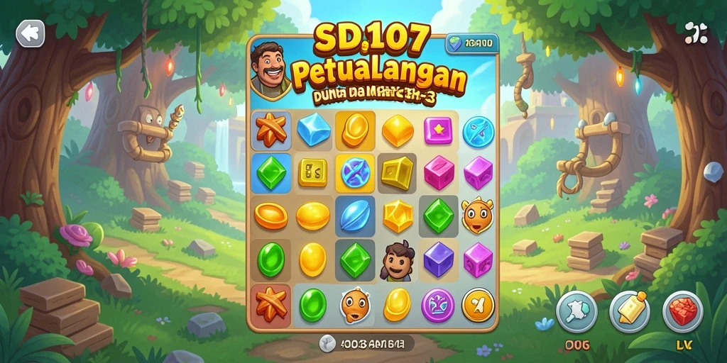 Tampilan gameplay SD107 yang dinamis dan penuh warna.