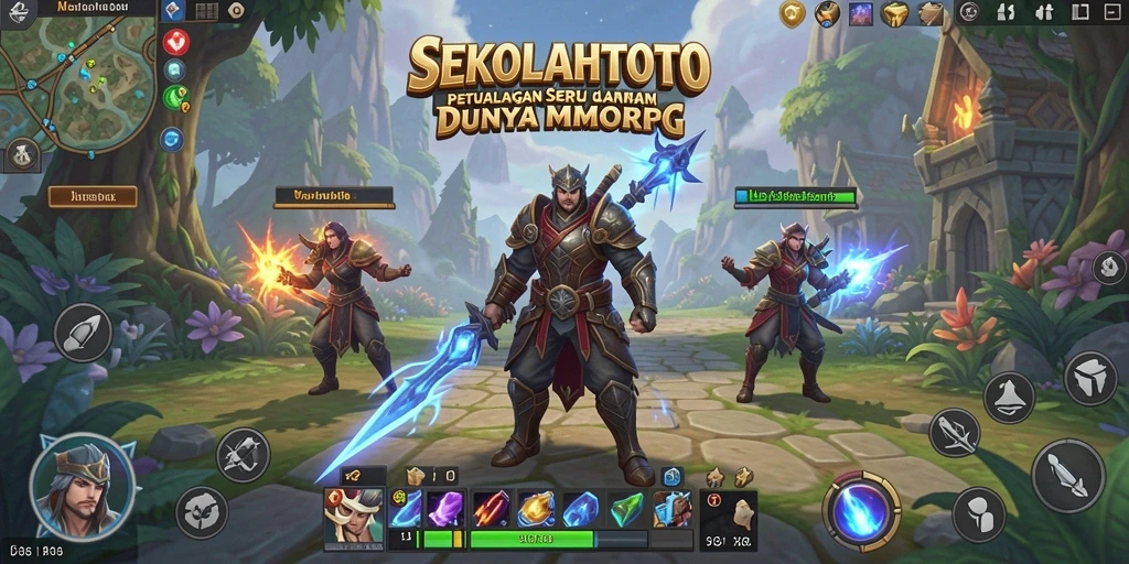 Screenshot utama SEKOLAHTOTO menampilkan aksi pertarungan seru dalam dunia MMORPG.