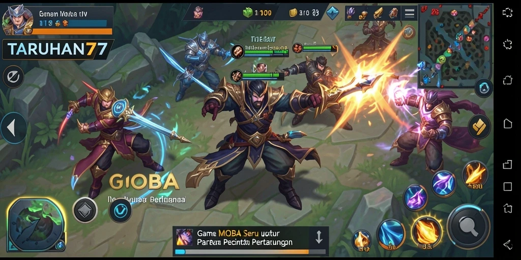 Tangkapan layar gameplay TARUHAN77 yang menampilkan pertarungan seru di arena.