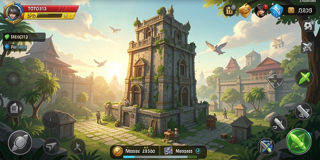 Screenshot TOTO313 menampilkan aksi pertahanan menara yang intens.