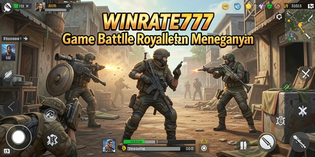 Tampilan gameplay mendebarkan dari WINRATE777 dalam perang Battle Royale.